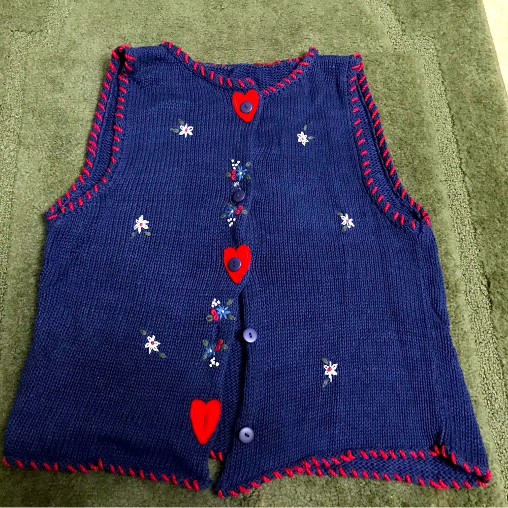 Navy Cardigan Valentines Holiday Theme - Vintage
